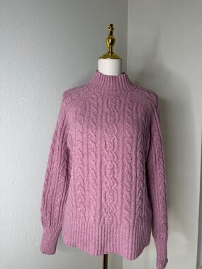 Rachel Zoe Dusty Rose Cable Mock-Neck Sweater